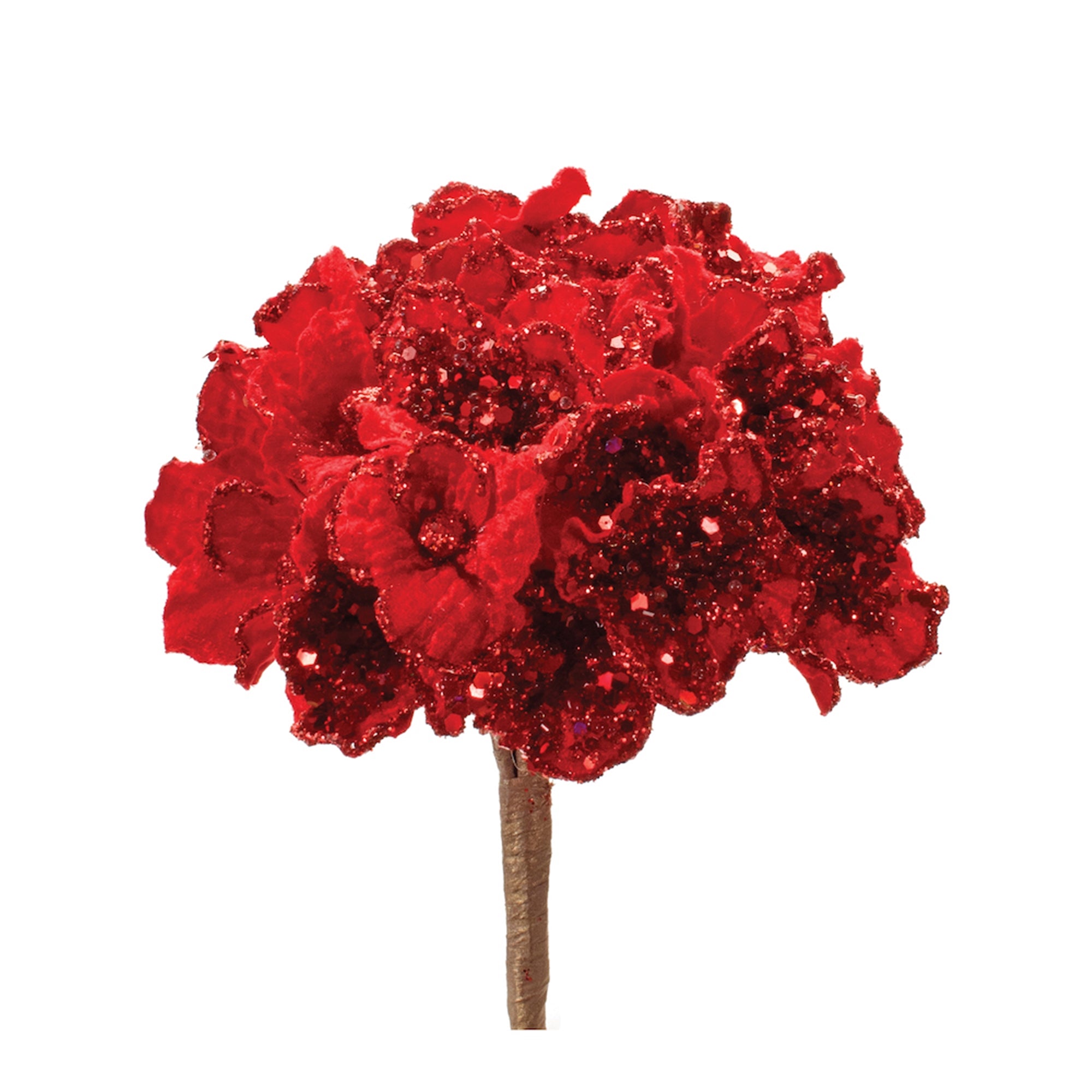 Beaded Red Hydrangea Flower Stem (Set of 2)