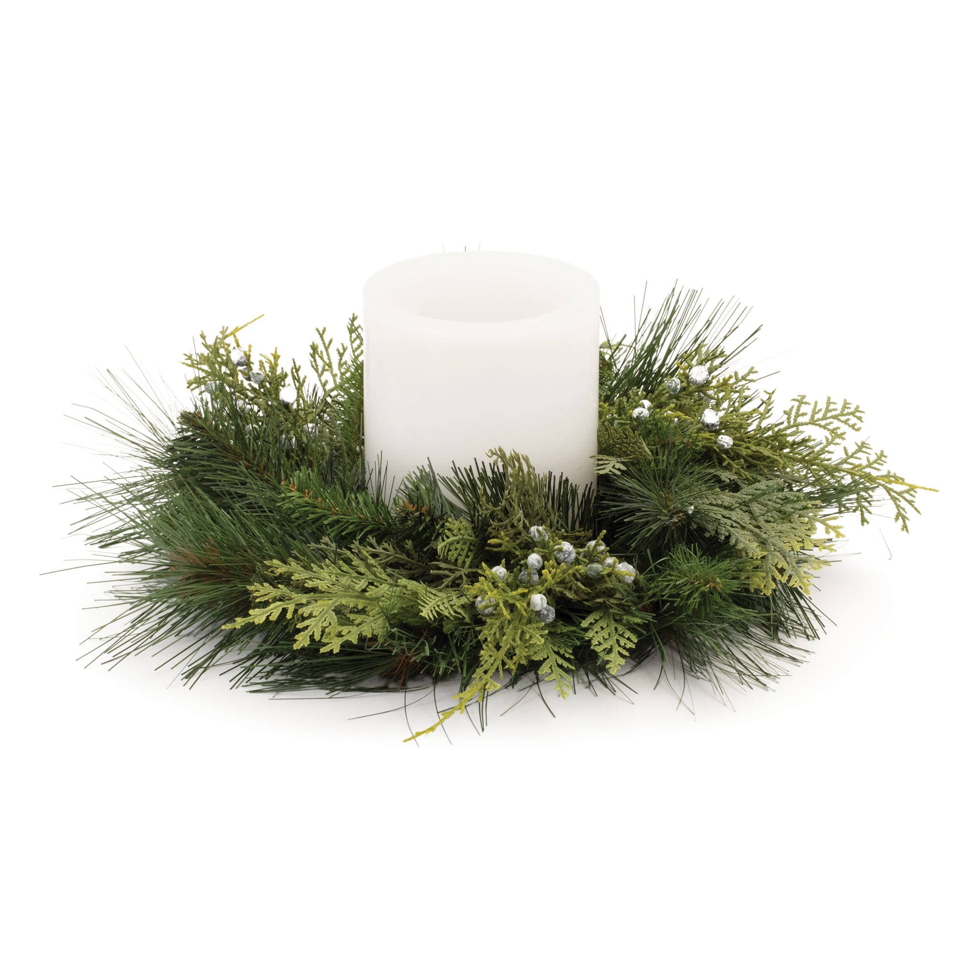 Mixed Pine Juniper Candle Ring (Set of 2)