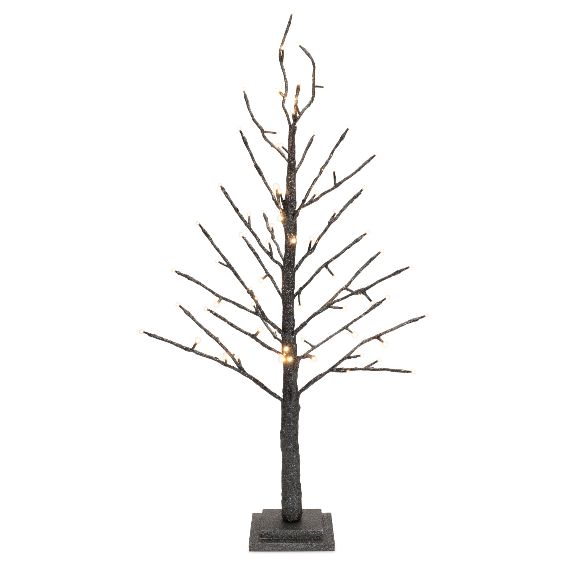 LED Black Glittered Twig Tree 36"H