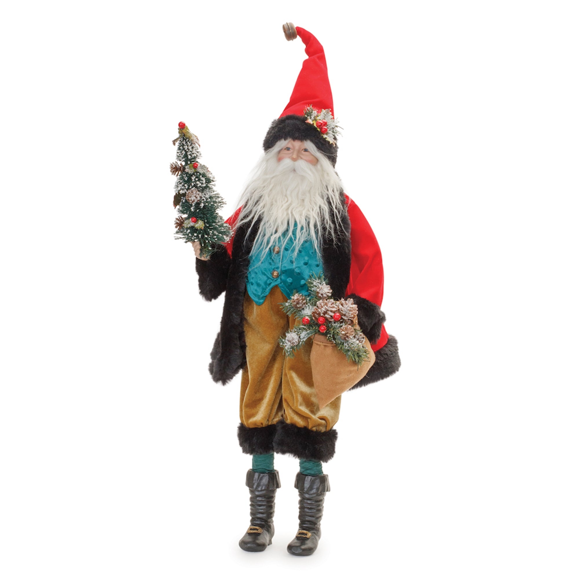 Vintage Santa with Frosted Pine Accents 26.5"H