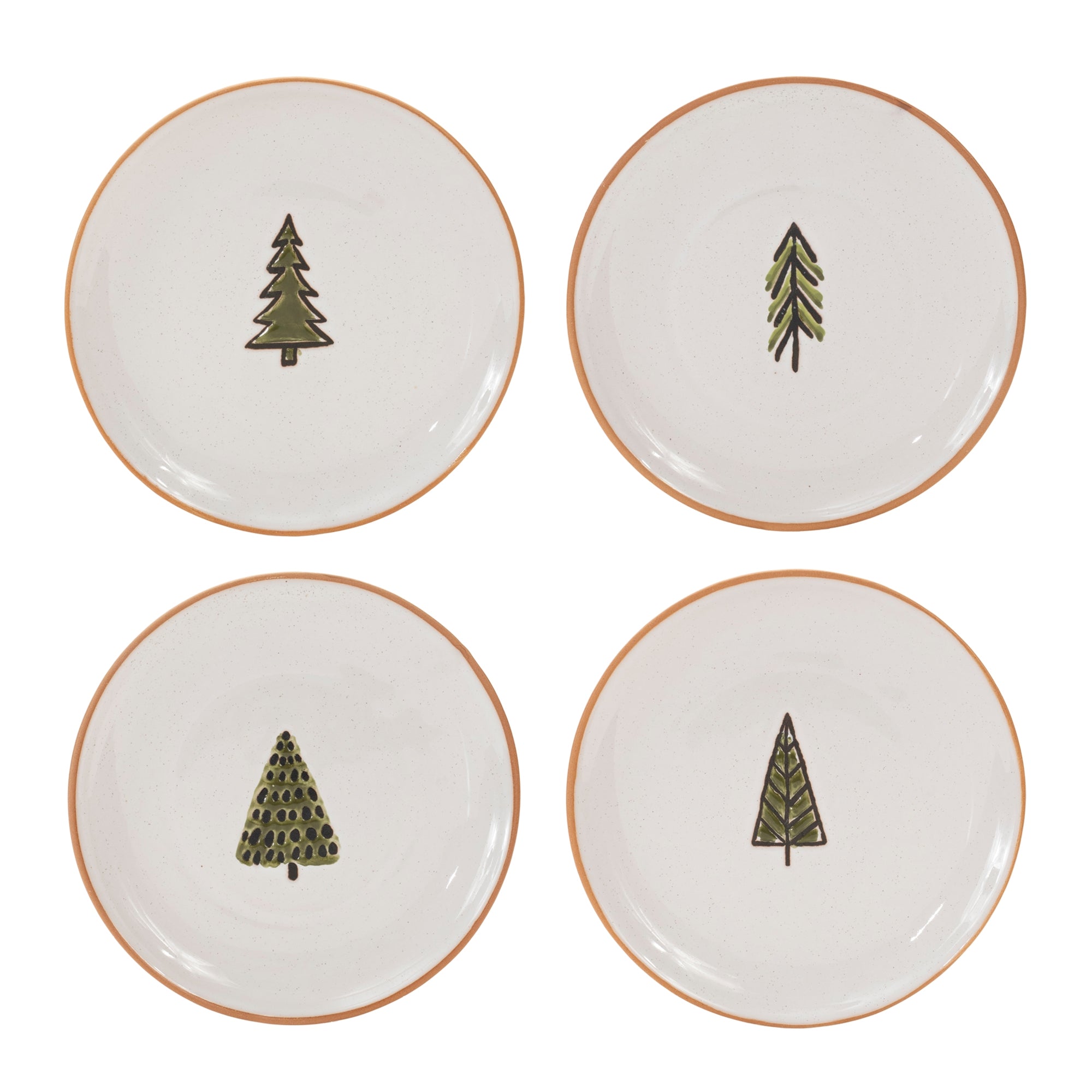 Ceramic Pine Tree Plate (Set of 4)