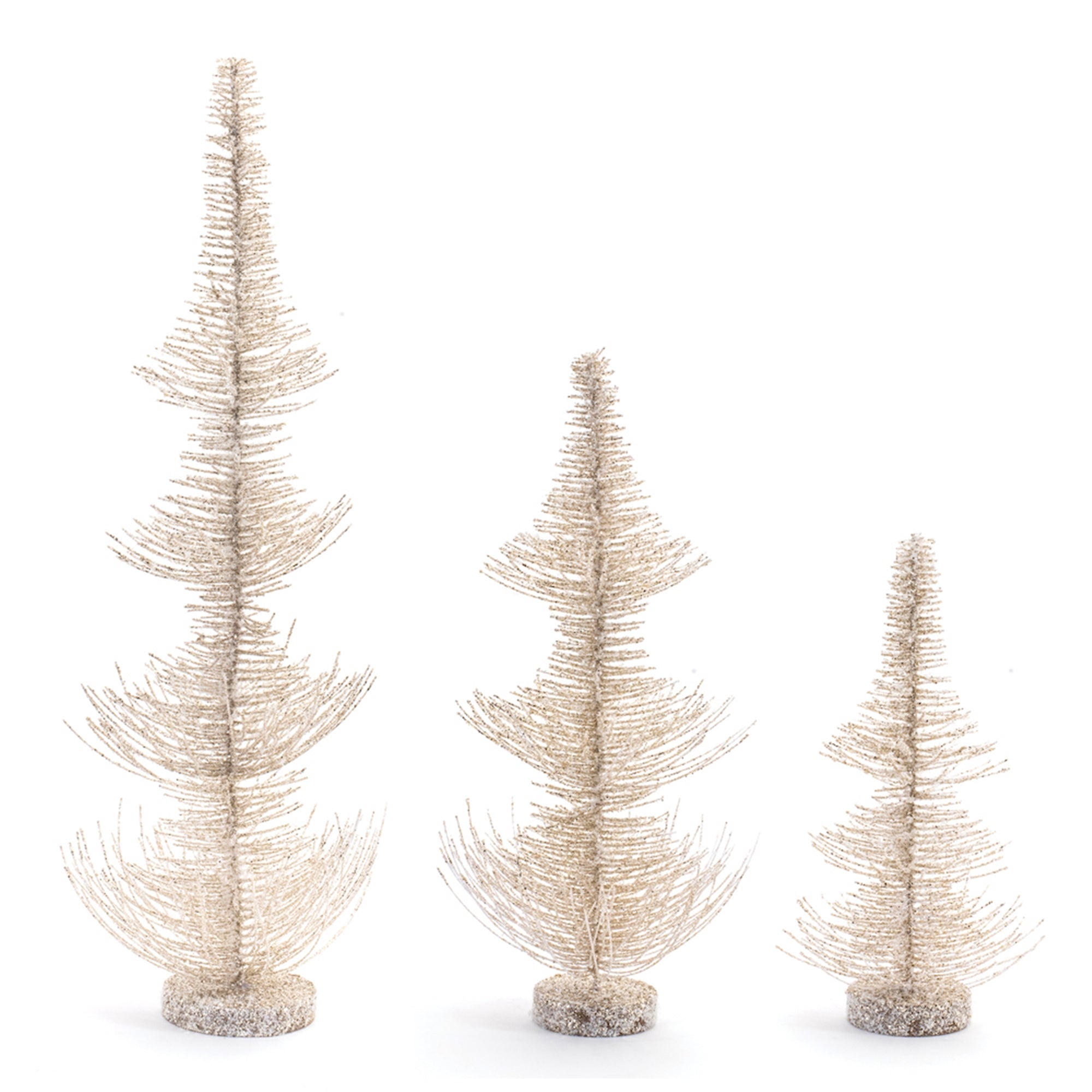 Glittered Gold Bottle Brush Tree (Set of 3)