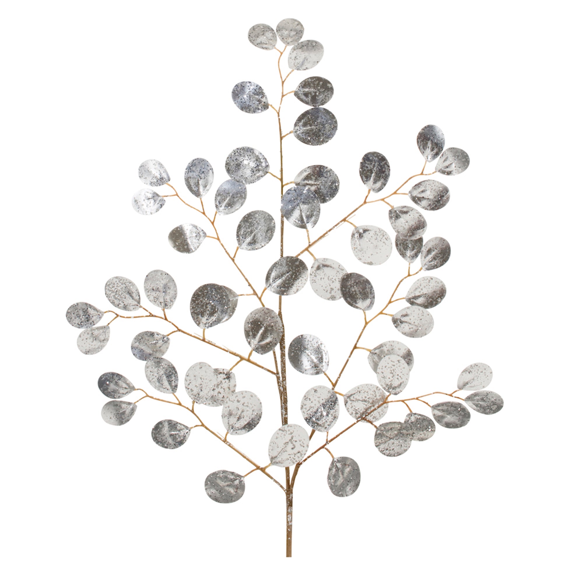 Metallic Silver Dollar Leaf Spray (Set of 6)