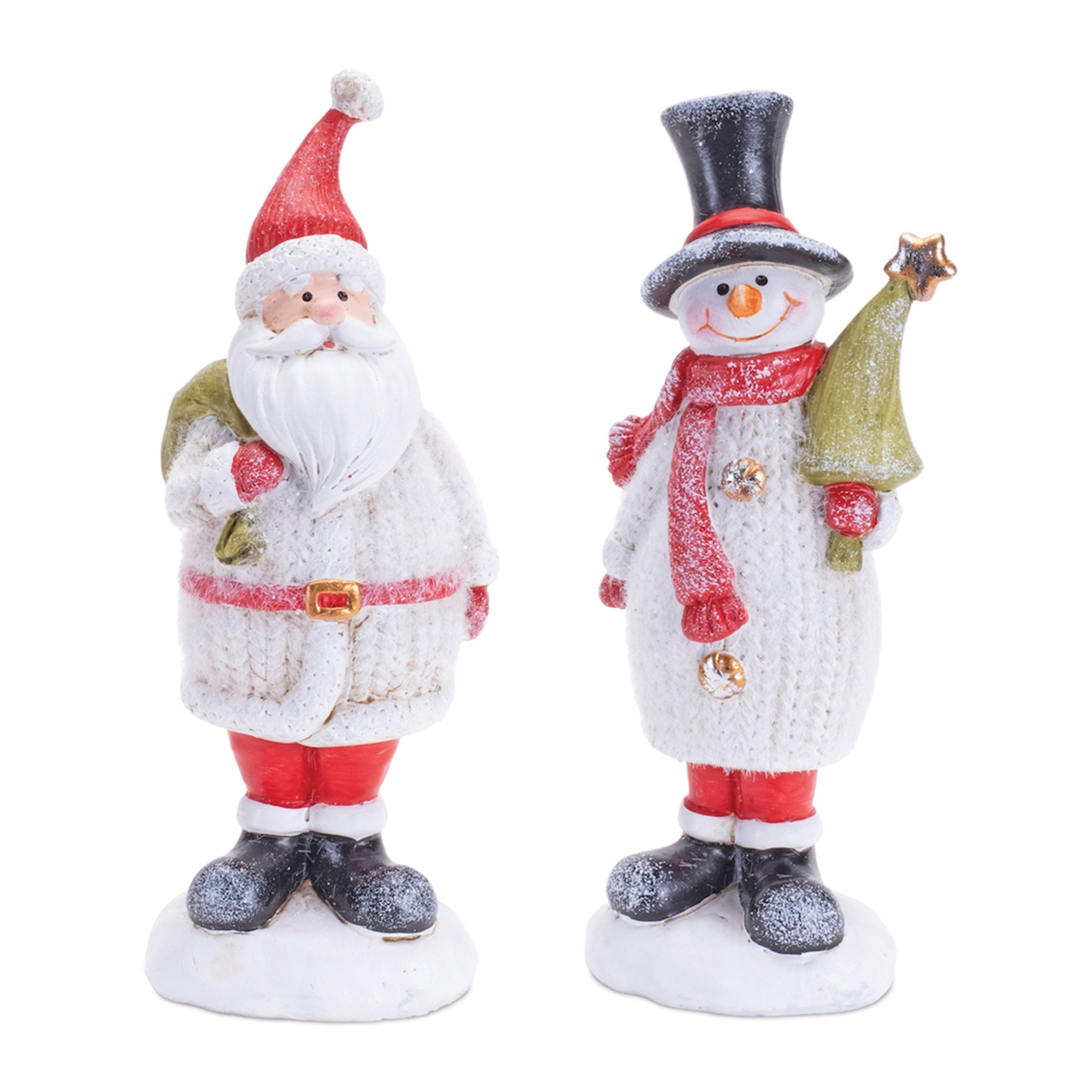 Glittered Sweater Santa and Snowman (Set of 6)