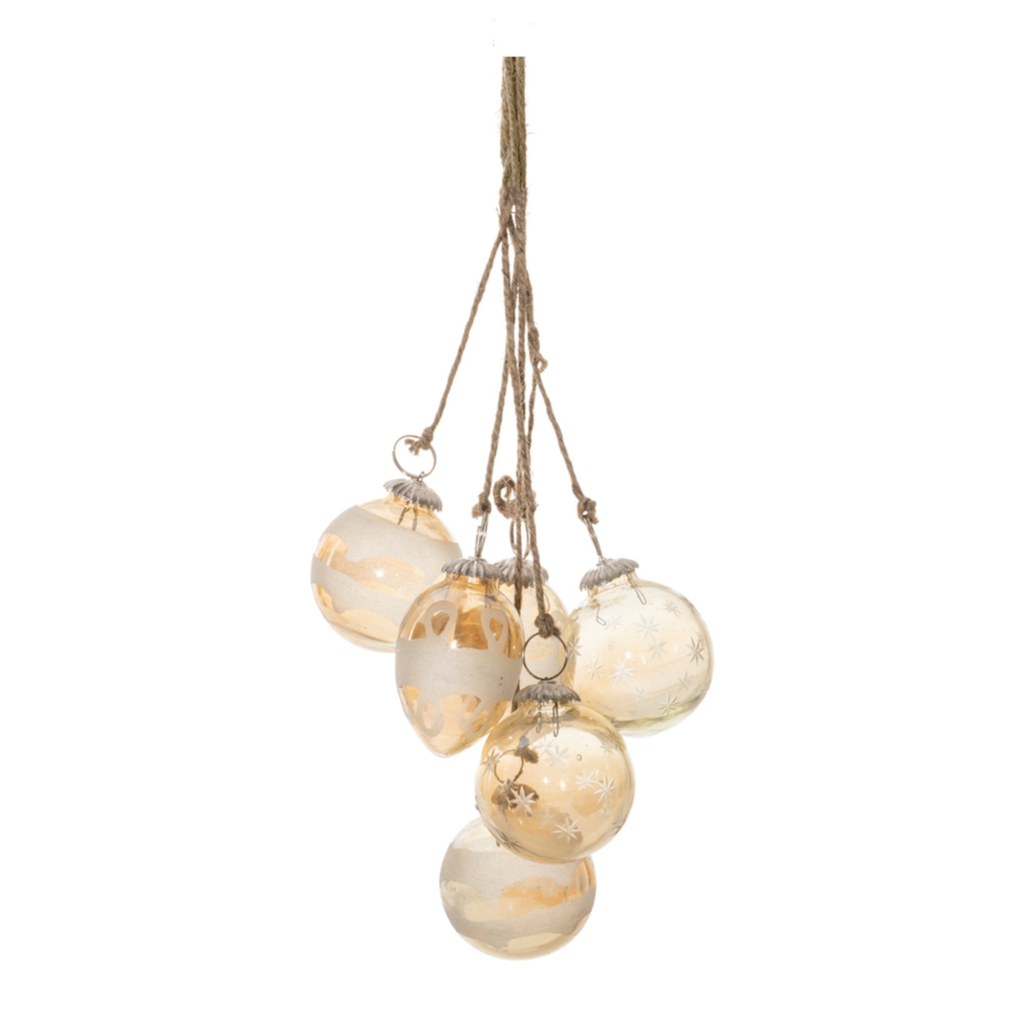 Gold Glass Ball Cluster Drop Ornament (Set of 2)