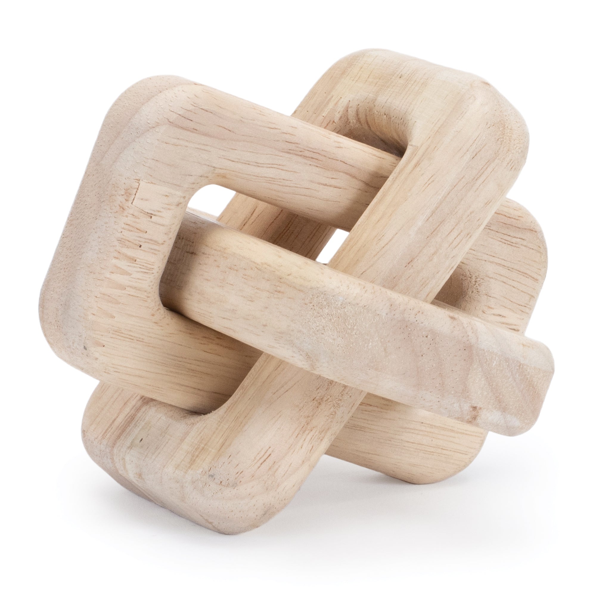 Oak Wood Square Link Décor (Set of 3)