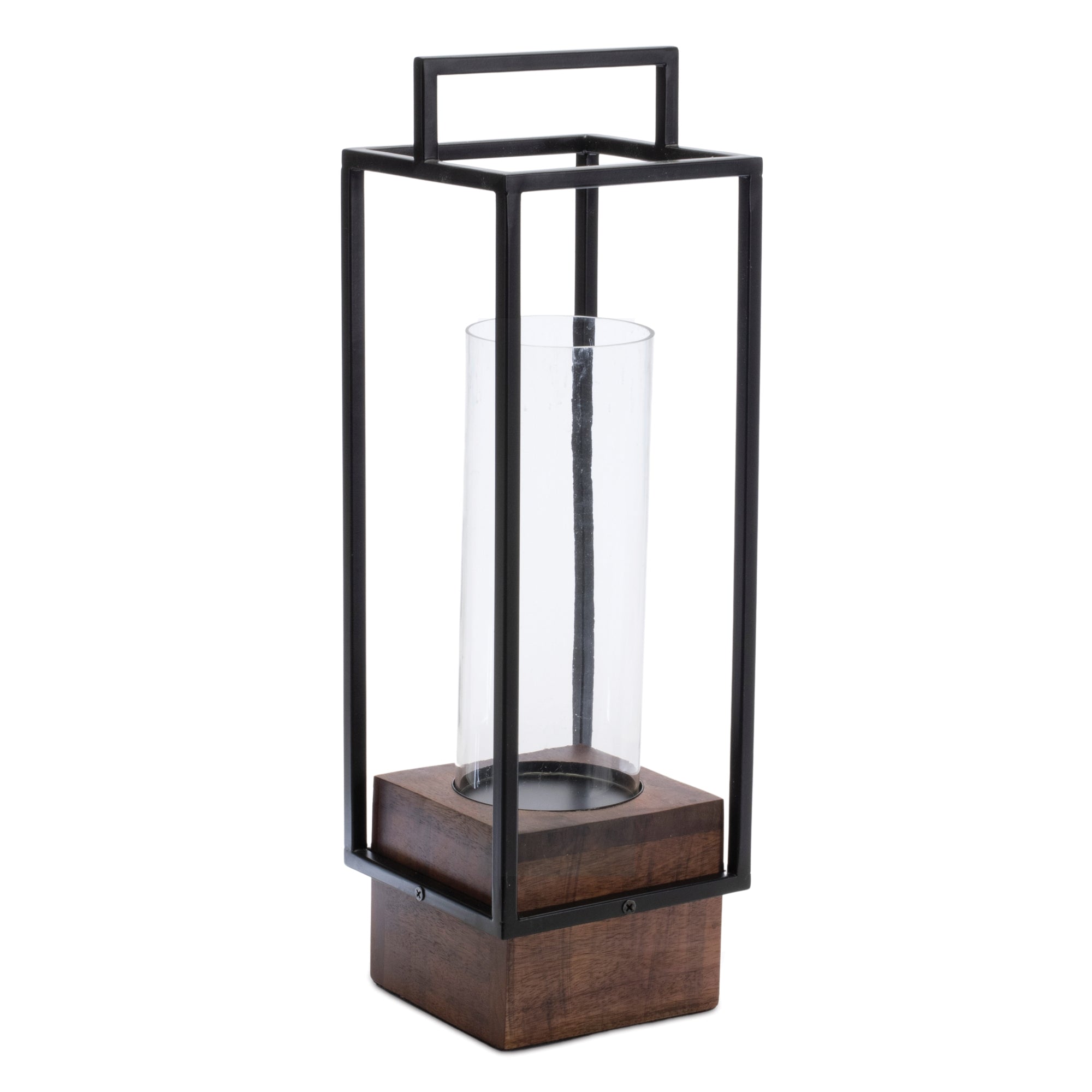 Wood Candle Holder with Iron Frame 20"H