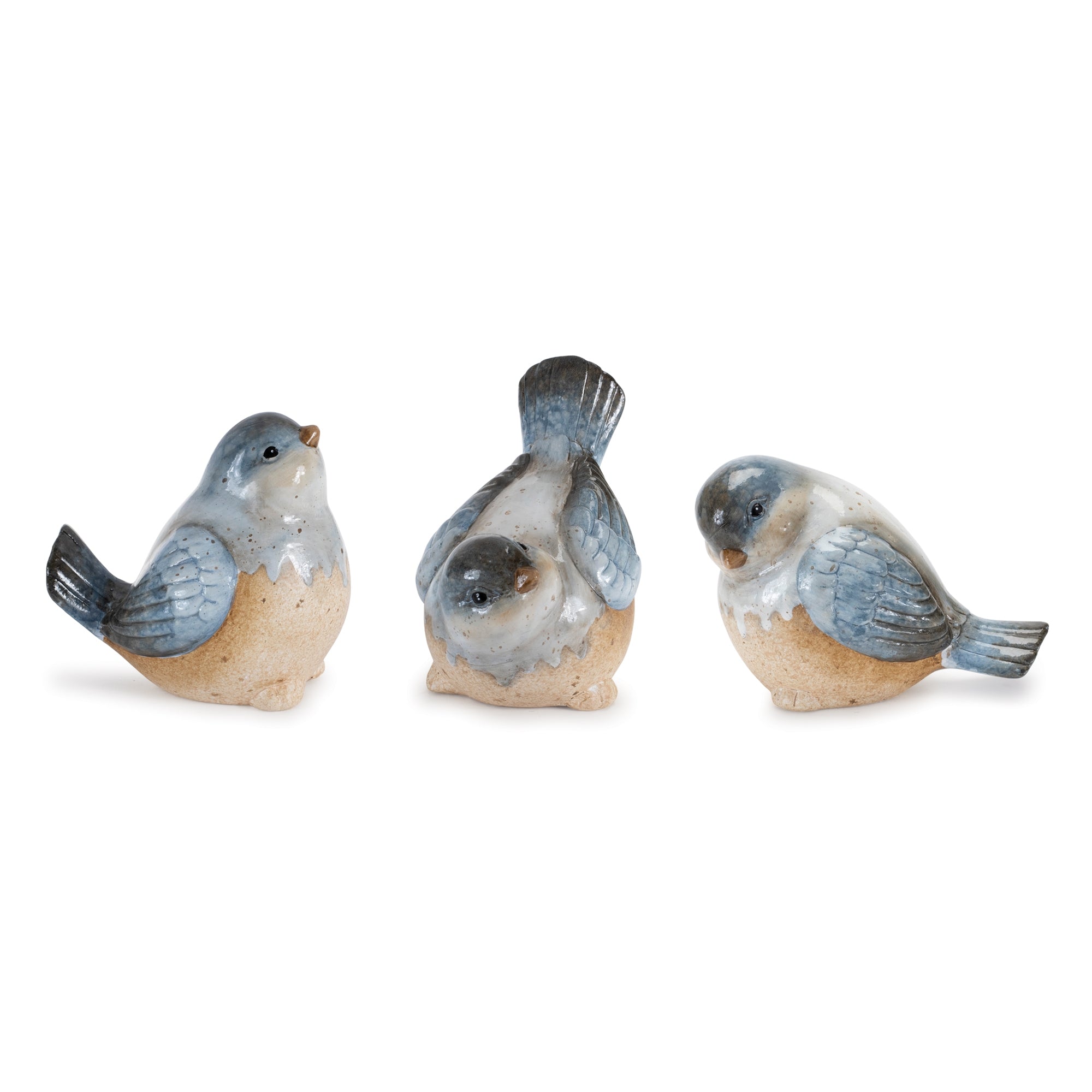 Ceramic Bird Figurines with Unglazed Accents (Set of 3)