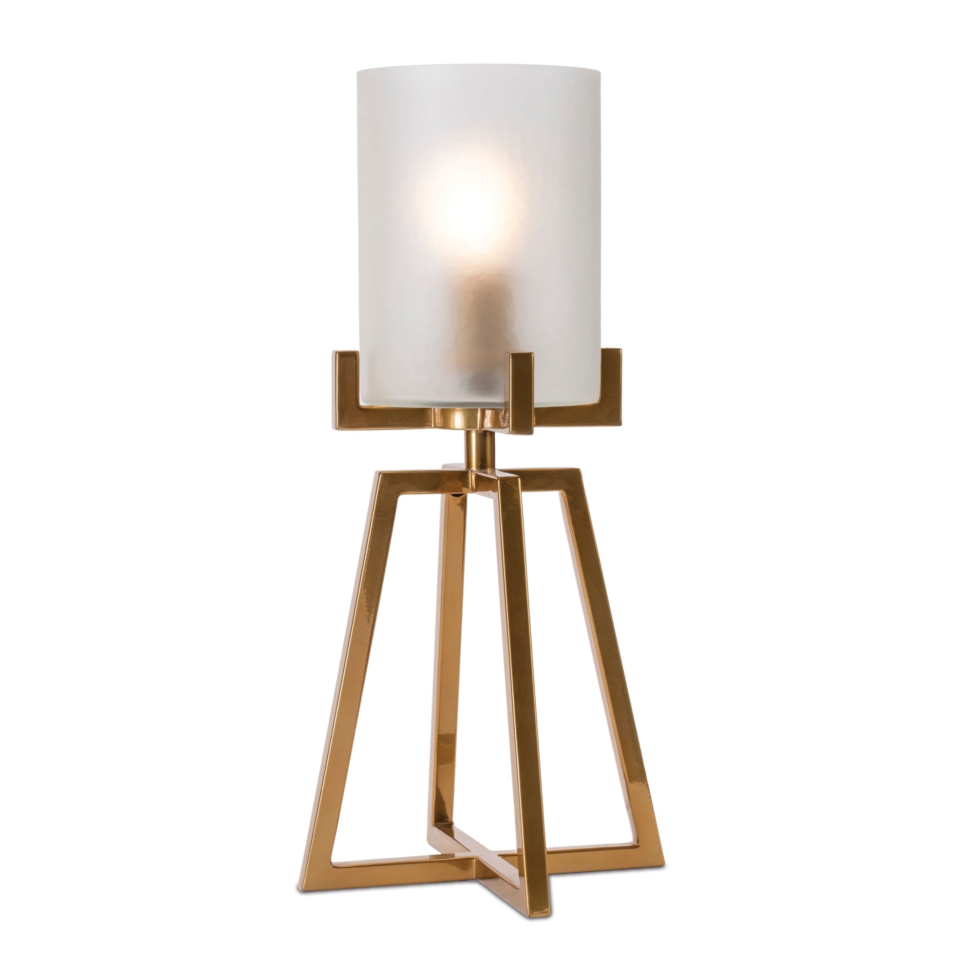 Modern Glass Table Lamp with Tapered Metal Stand 21"H