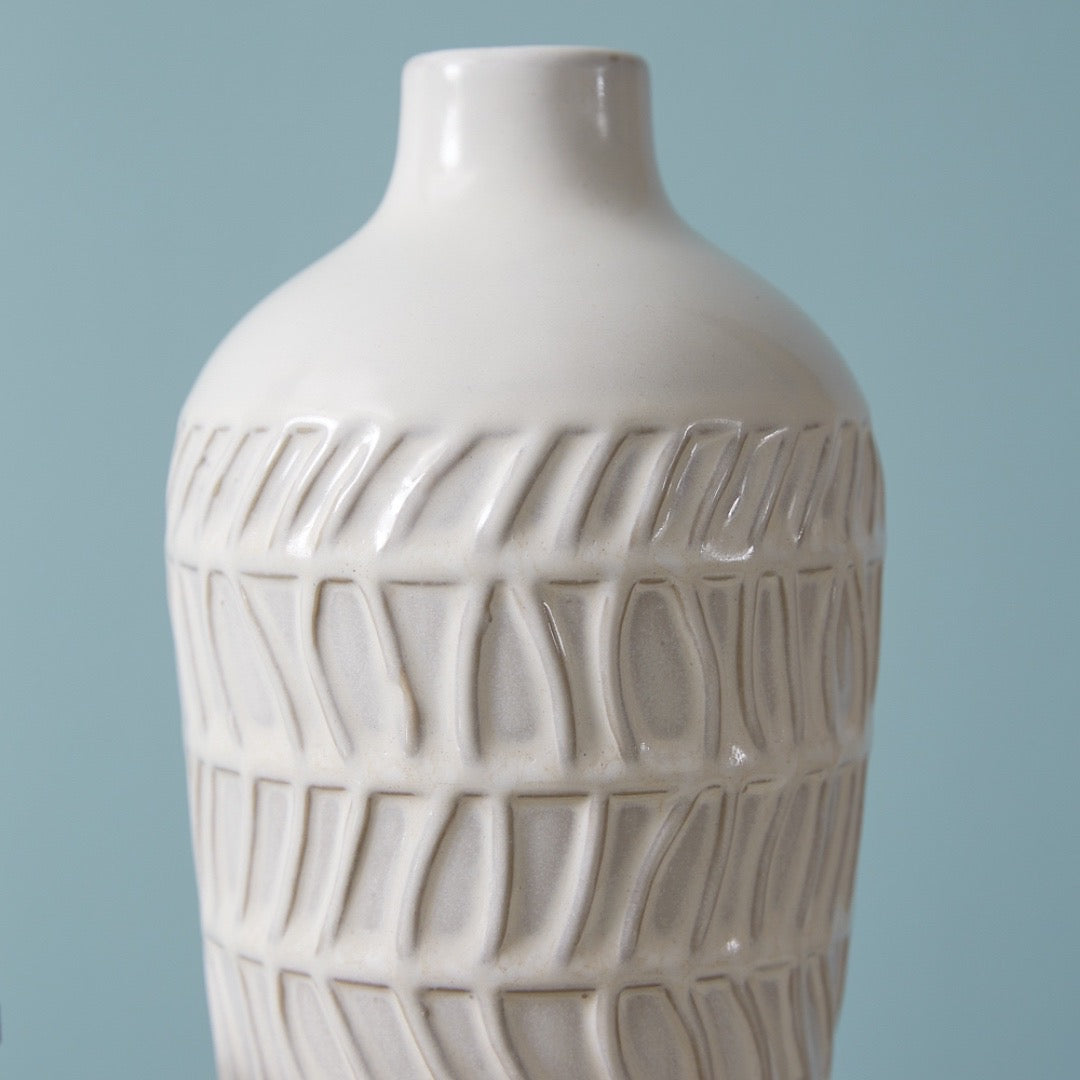 Wavy Two-Tone Stoneware Vase