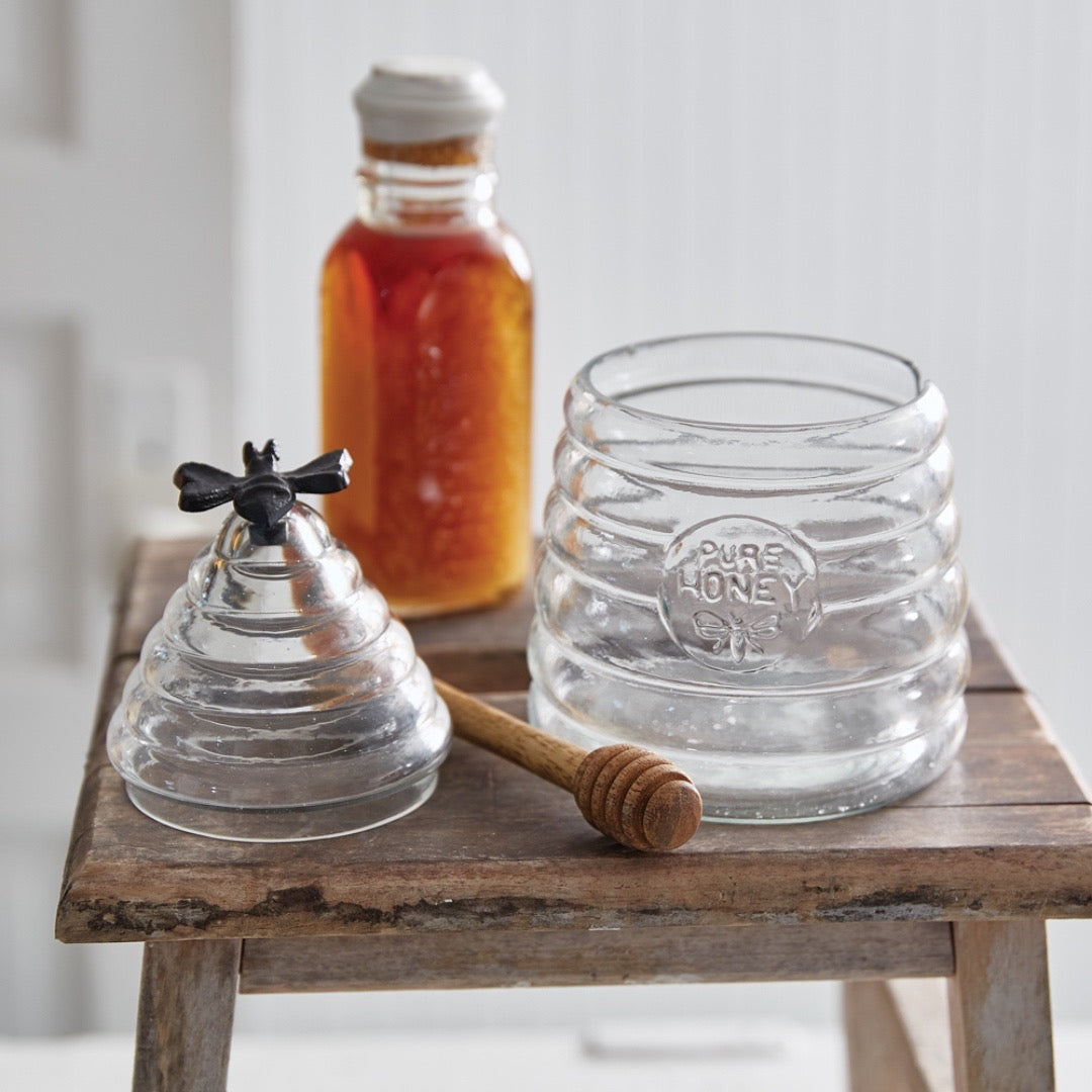 Glass Bee Hive Honey Dipper