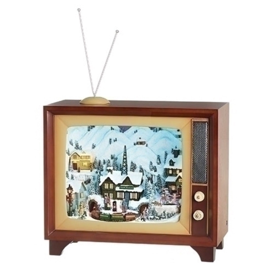 Vintage Winter Wonderland Musical Led TV With Train